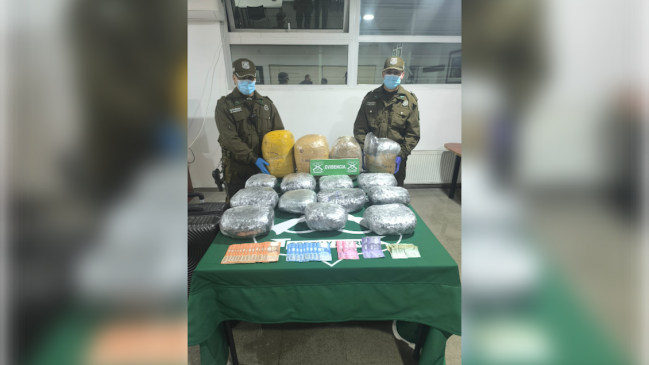 San Bernardo: Dos sujetos detenidos por transportar más de 30 kilos de marihuana