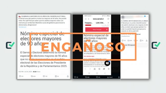 Engañoso: Servel no ha excluido a adultos mayores de 90 años de la elección