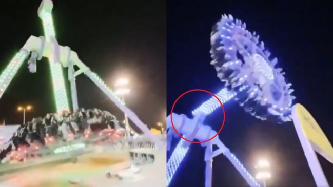 Juego mecánico se partió en dos en parque de diversiones de Arabia Saudita