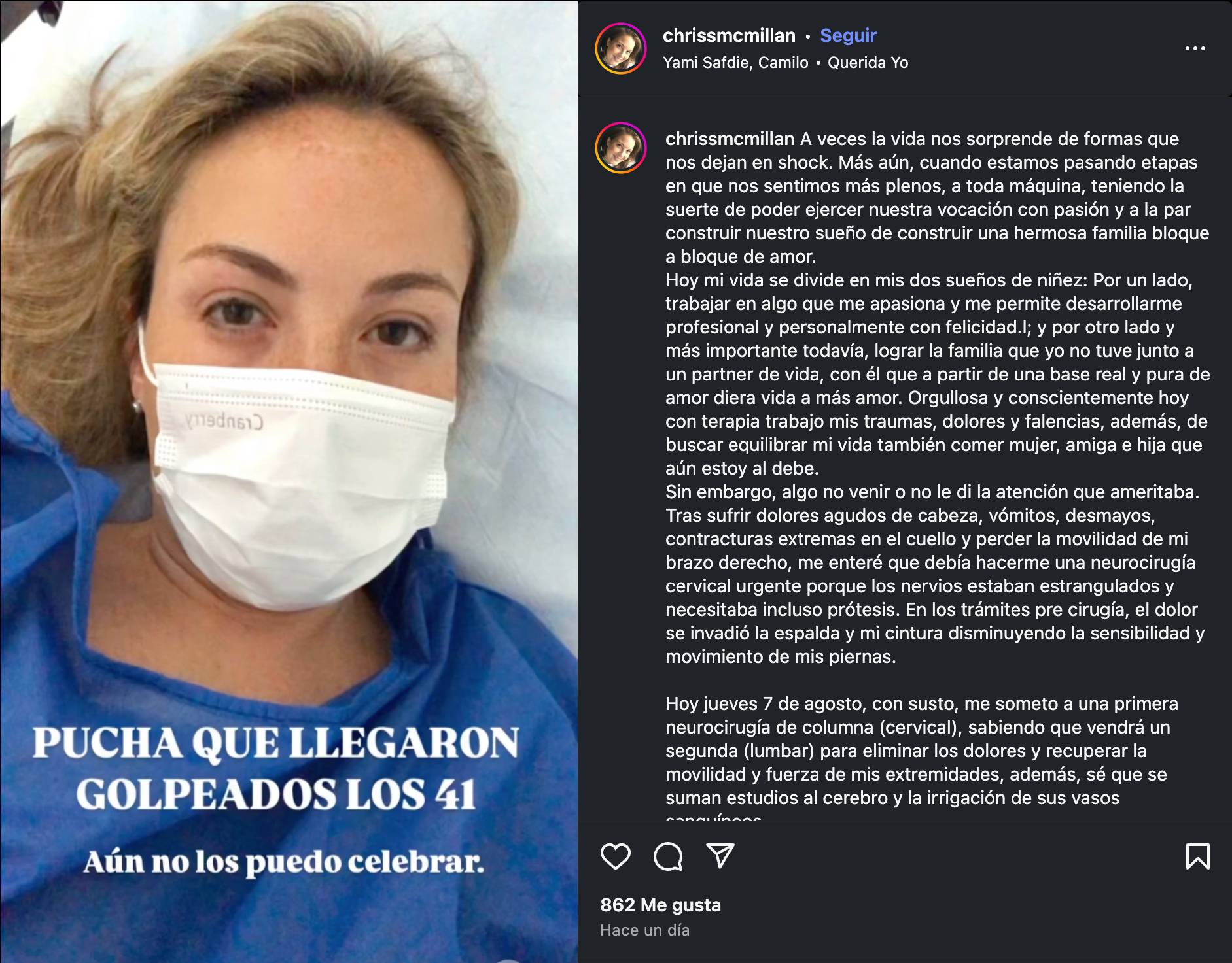 Periodista Chriss Mc Millan reveló compleja cirugía Periodista Chriss Mc Millan reveló compleja cirugía