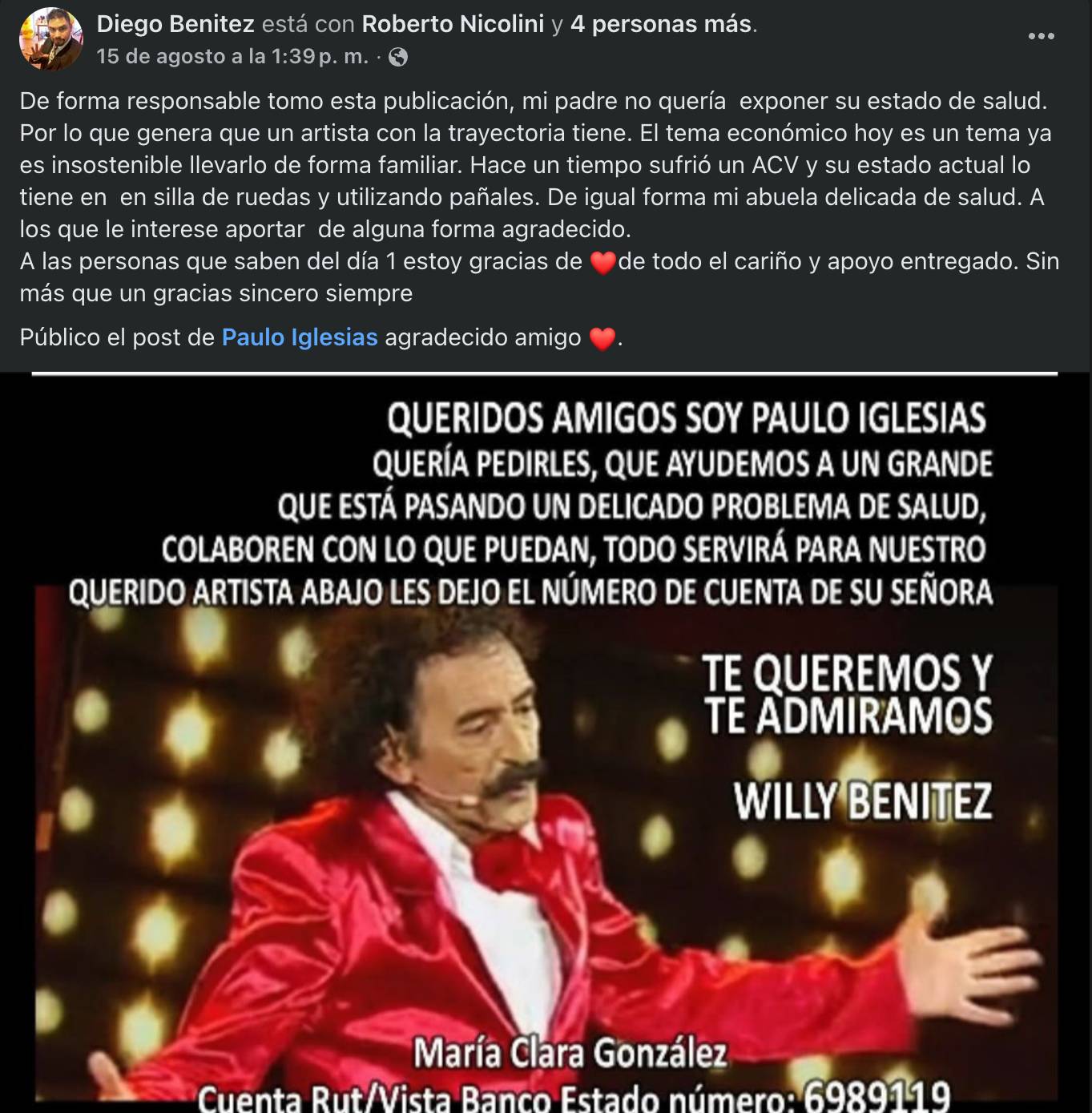 Hijo de Willy Benítez expuso delicado estado de salud del comediante Hijo de Willy Benítez expuso delicado estado de salud del comediante