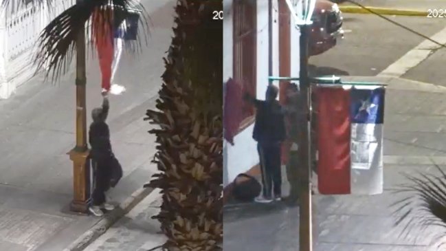 Hombre robaba banderas chilenas de las calles de Iquique y fue detenido
