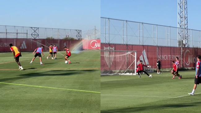 [VIDEO] Alexis Sánchez deslumbró con golazo en el entrenamiento de Sevilla
