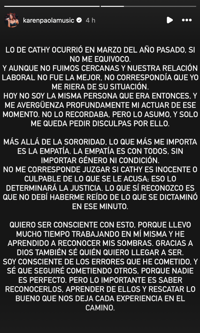 Karen Paola Cathy Barriga Karen Paola pide disculpas Cathy Barriga