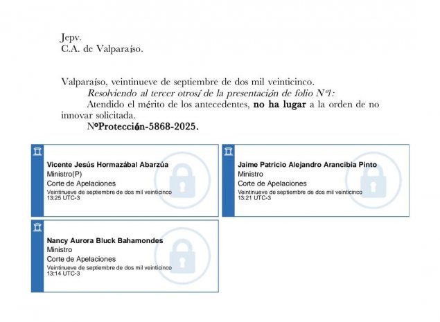 Rechazo a orden de no innovar