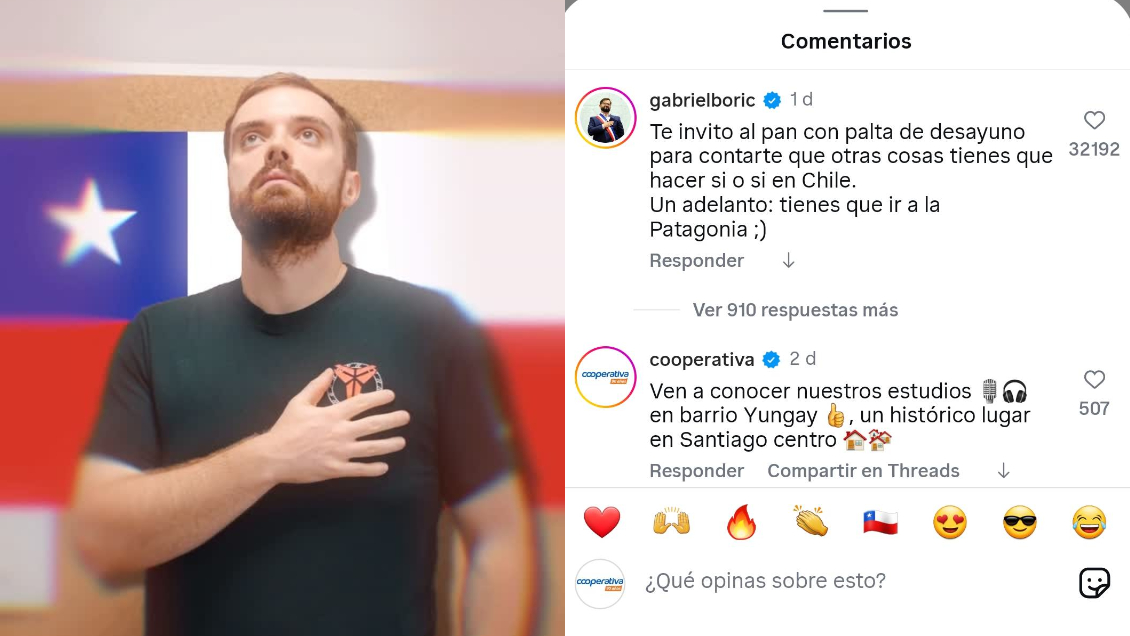 Presidente sorprende al invitar a Ibai Llanos a desayunar pan con palta