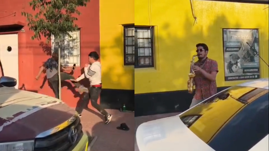 Saxofonista convierte pelea en espectáculo musical en Los Andes