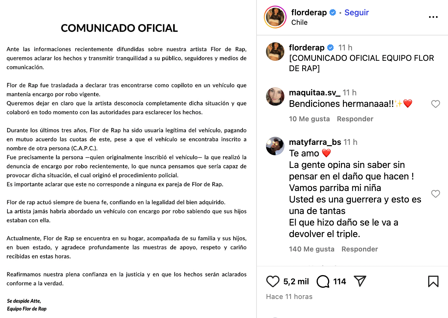Flor de rap habló de su detención
