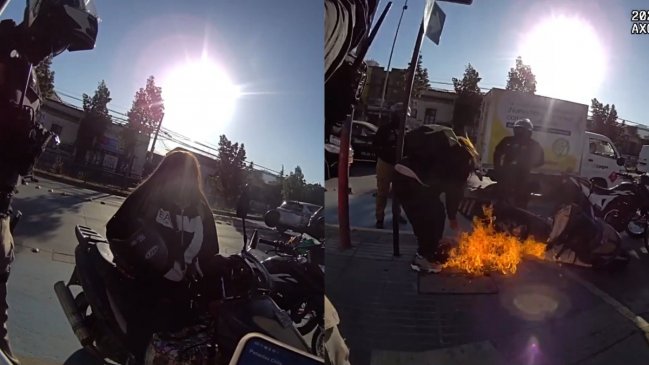 Mujer quemó su moto al ser fiscalizada