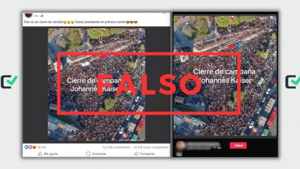 Falso: foto adjudicada al cierre de campaña de Kaiser es de un acto de Jara