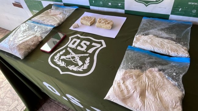 Sujeto fue detenido por transportar cuatro kilos de pasta base en la Ruta 5 Sur