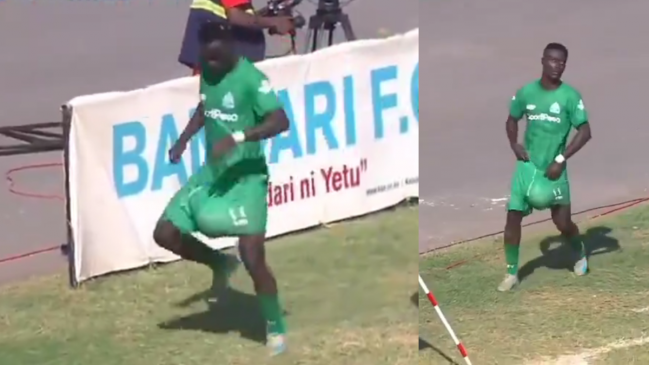 [VIDEO] Dejó poco a la imaginación: El festejo que se robó las miradas en la liga de Kenia