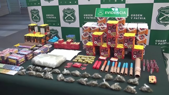 Lo Espejo: Cinco detenidos con arsenal de fuegos artificiales ilegales