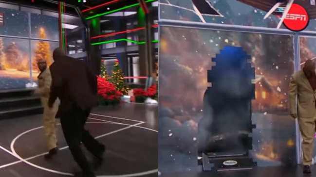 [VIDEO] Shaquille O’Neal destruyó panel de televisión tras broma y desató risas en el estudio