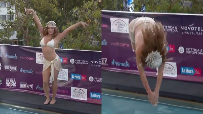 Así fue el piscinazo de Skarleth Labra como Reina de Viña 2026: El Rey Matteo Bocelli no llegó