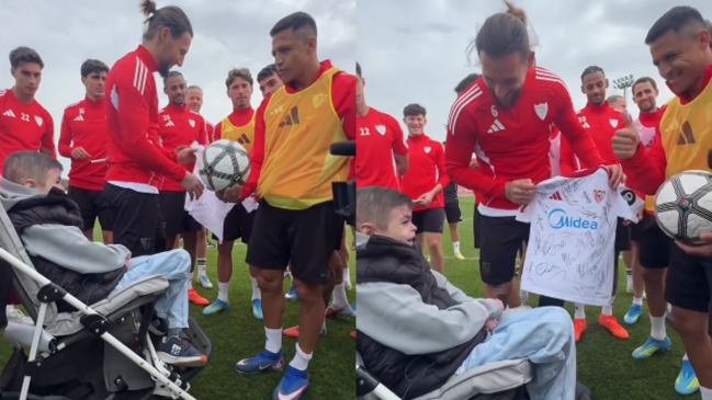 [VIDEO] Gran gesto: Alexis regaló pelota a fanático de Sevilla que padece Piel de Mariposa