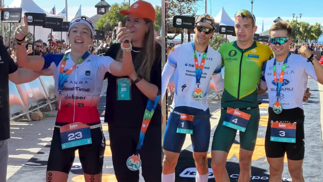 Macarena Salazar y Marcel Bolbat conquistaron el primer Ironman 70.3 de Puerto Varas