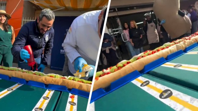 Panadería preparó el completo más grande de Chile: Medía 4 metros
