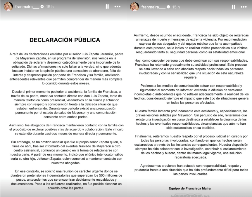 Fran Maira niega acusaciones de padre de motorista atropellado