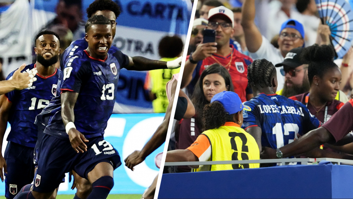 No la encontraba: Sidny Lopes fue a la tribuna para celebrar golazo a Argentina con su novia