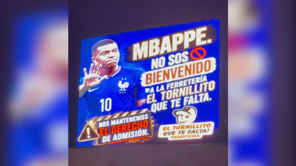 Ferretería paraguaya prohibió la entrada de Kylian Mbappé con vistoso cartel