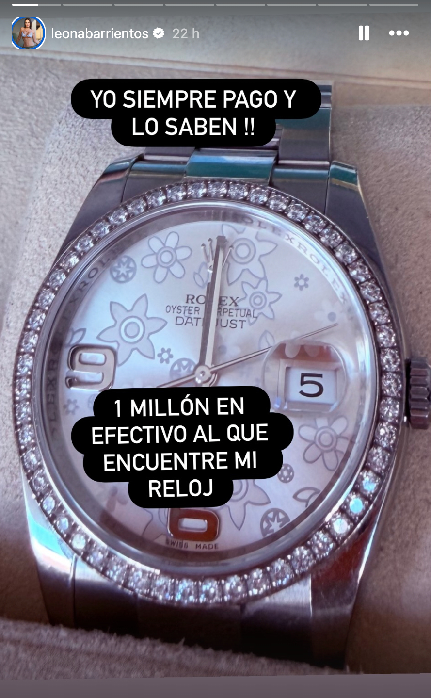 Adriana Barrientos ofrece millonaria suma para recuperar su reloj Rolex