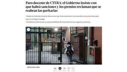   Docentes argentinos inician paro y el gobierno busca garantizar servicios 