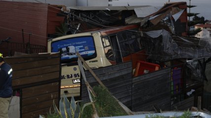 Micro desbarrancó y se incrustó en una casa de Playa Ancha: Bomberos rescató a perrito atrapado