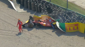 [VIDEO] Leclerc sufrió aparatoso accidente en la segunda vuelta del GP de Italia