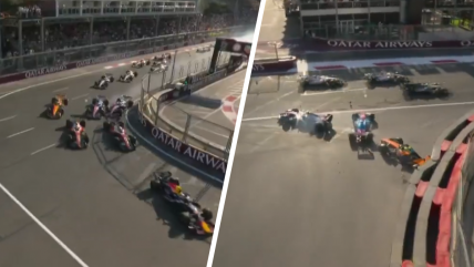   [VIDEO] Colapinto chocó a su compañero Gasly en Bakú: También sacó a Norris 