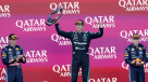 El festejo de Russell tras su ajustada victoria sobre los Red Bull en Bakú