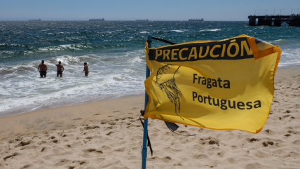 La fragata portuguesa obligó a prohibir el baño en dos playas del litoral central