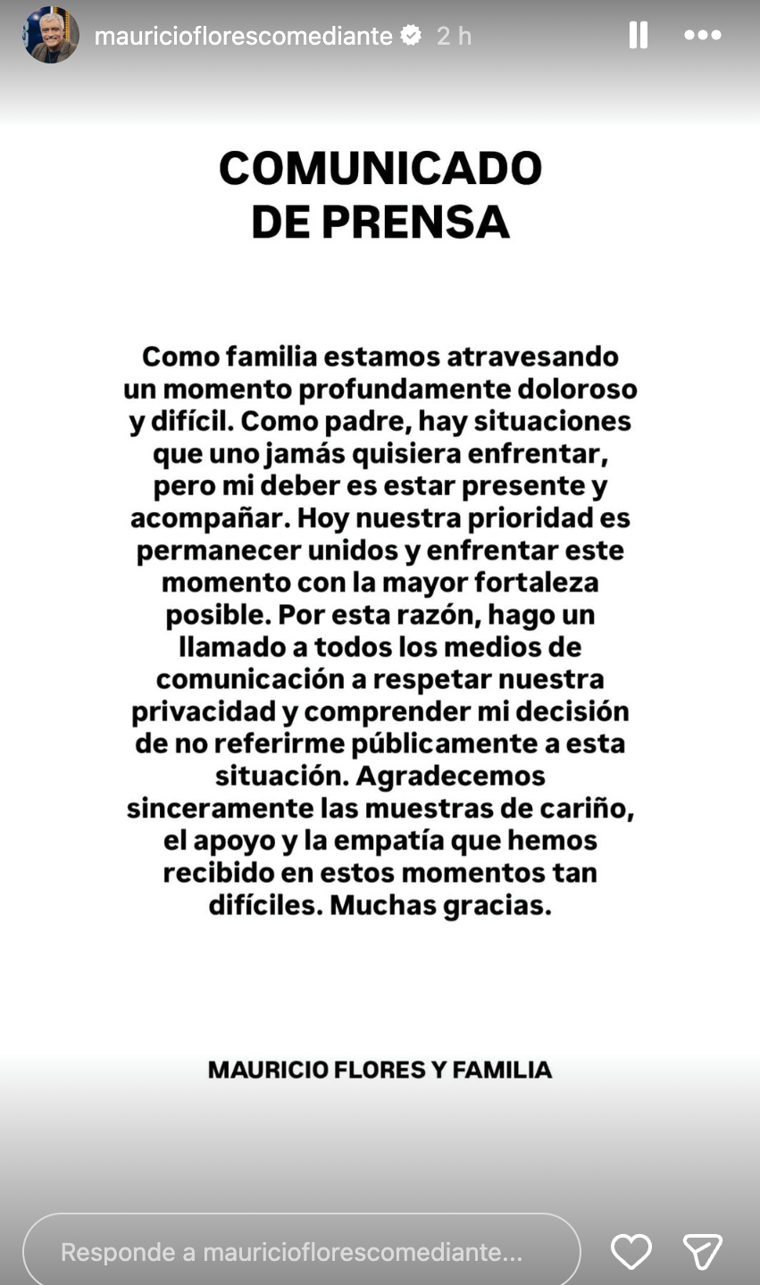 Mauricio Flores se refirió a la detención de su hijo por tráfico de drogas Mauricio Flores se refirió a la detención de su hijo por tráfico de drogas